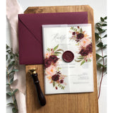 Marsala Floral Translucent Wedding Invitation