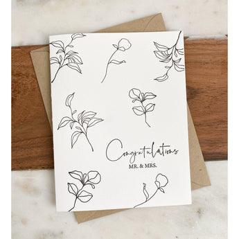 Letterpress Greeting Card, Congratulations Mr. & Mrs