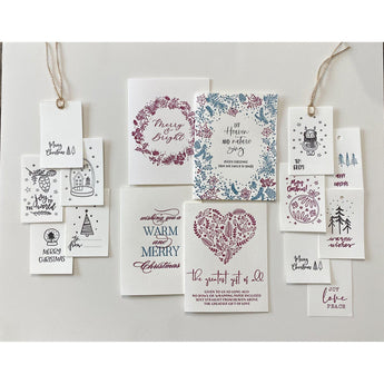 Letterpress Holiday Greeting Card and Gift card collection