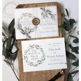 Rustic Greenery Save the Date Card, Vellum Wrap
