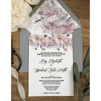 Floral Letterpress Wedding Invitation