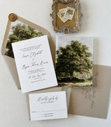Rustic Oak Tree Wedding Invitation with Vellum Wrap and Twine