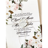 Elegant Romantic Blush Floral Letterpress Wedding Invitation Set