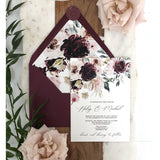 Burgundy Vintage Floral Wedding Invitation