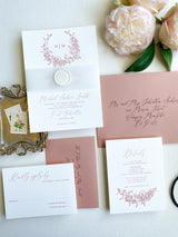 Elegant Dusty Rose Wedding Invitation Suite