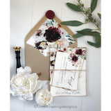 burgundy floral wedding invitation