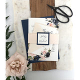 Blush and Blue Floral Wedding Invitation