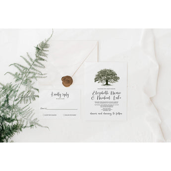 Rustic Wedding Invitation with Oak Tree