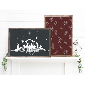 Silent Night Christmas Wood Sign
