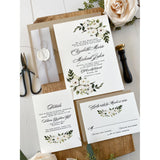 White Floral Letterpress Wedding Invitation Set