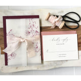 Elegant Burgundy Vellum Wrapped Wedding Invitation-Wedding Invitation Suite-Love of Creating Design Co.