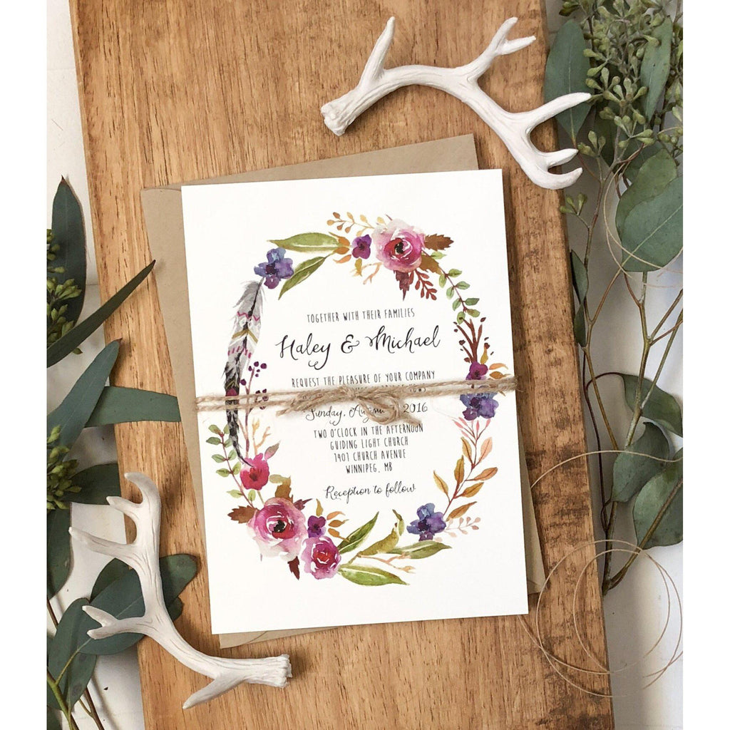 Bohemian, Rustic Wedding Invitation - Cotton Willow Design Co.