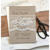 Rustic Kraft and Lace Wedding Invitation, Letterpress