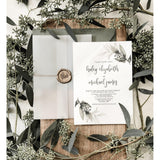 Rustic Vellum Greenery Wedding Invitation