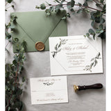 Greenery and Gold Elegant Wedding Invitation