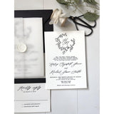 Vellum Wrap, Classic Modern Letterpress Wedding Invitation
