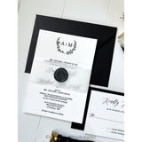 Letterpress Wedding Invitation with Vellum Band and Wax Seal