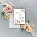 Blush Pink Floral Wedding Invitation, Elegant