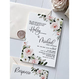 Letterpress Wedding Invitation with Blush Pink Floral