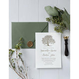 Oak Tree Letterpress Wedding Invitation