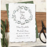 Greenery Save The Date, Handmade Paper
