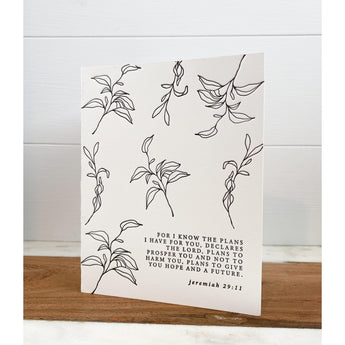 Letterpress Note Card, For I know the plan the Lord Has