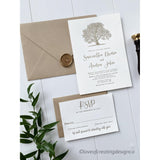 Oak Tree Letterpress Wedding Invitation