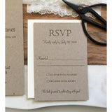 Rustic Kraft and Lace Wedding Invitation, Letterpress