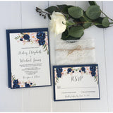 Navy Floral Boho-Wedding Invitation Suite-Love of Creating Design Co.