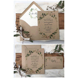 Rustic Wedding Invitation, Greenery, Kraft