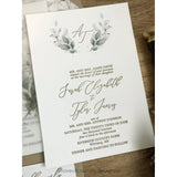 Letterpress Greenery Wedding Invitation with Vellum wrap