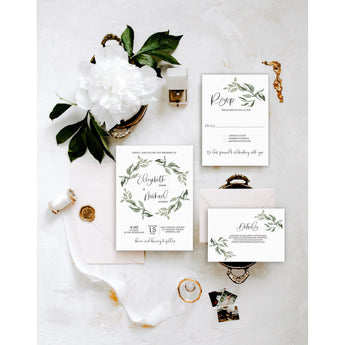Rustic Wedding Invitation with Greenery