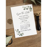 Letterpress Greenery Save the Date Card