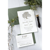 Oak Tree Letterpress Wedding Invitation