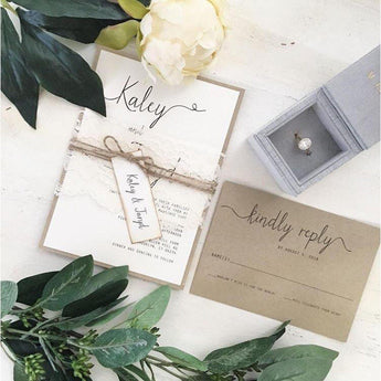 Rustic Wedding Invitation, Vintage Lace-Wedding Invitation Suite-Love of Creating Design Co.