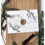 Rustic Greenery Save the Date Card, Vellum Wrap