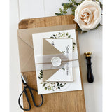 White Floral Letterpress Wedding Invitation Set