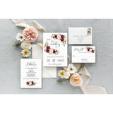 Marsala, Blush Floral Wedding Invitation