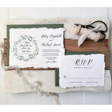 Handmade Cotton Greenery Wedding Invitation-Wedding Invitation Suite-Love of Creating Design Co.