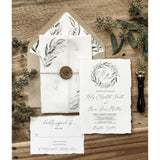 Vellum Wedding Invitation with Greenery and Gold
