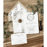 Vellum Wedding Invitation with Greenery and Gold
