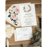 Blush Floral Letterpress Wedding Invitation