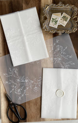 White Floral Vellum Wrap Jacket for DIY Wedding Invitation