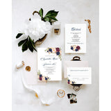 Marsala, Burgundy, Blush and Navy Floral Wedding Invitation