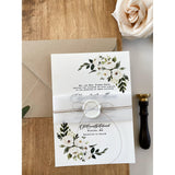 White Floral Letterpress Wedding Invitation Set