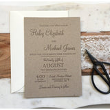 Rustic Kraft and Lace Wedding Invitation, Letterpress
