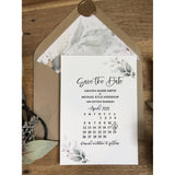 Letterpress Save the Date Card, Greenery Save the Date