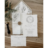 Vellum Wedding Invitation with Greenery and Gold