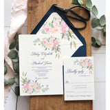 Blush Pink Floral Wedding Invitation
