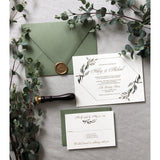 Greenery and Gold Elegant Wedding Invitation